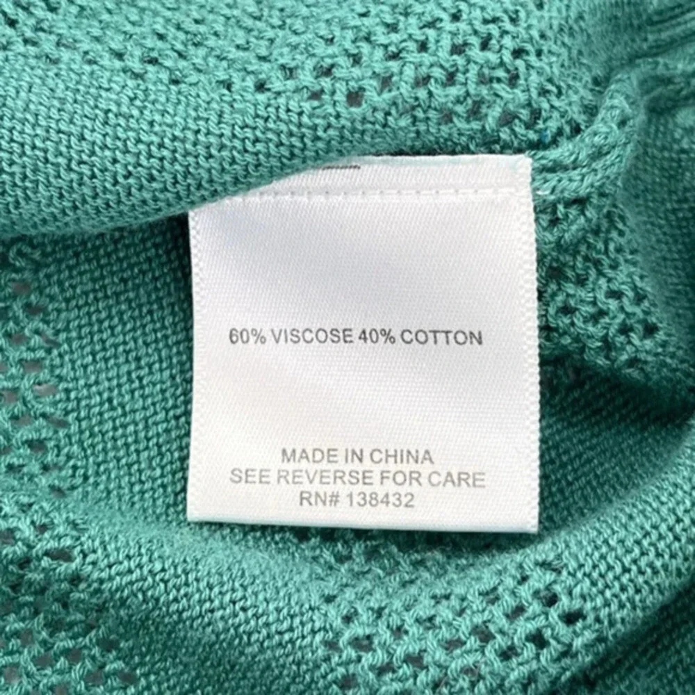 Modcloth Sweater Womens‎ S Green Crochet Knit Sheer Long Sleeve Pullover Casual